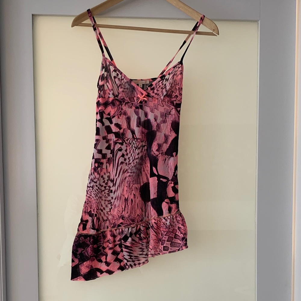 Roberto Cavalli Vintage Pink and Black Print Dress